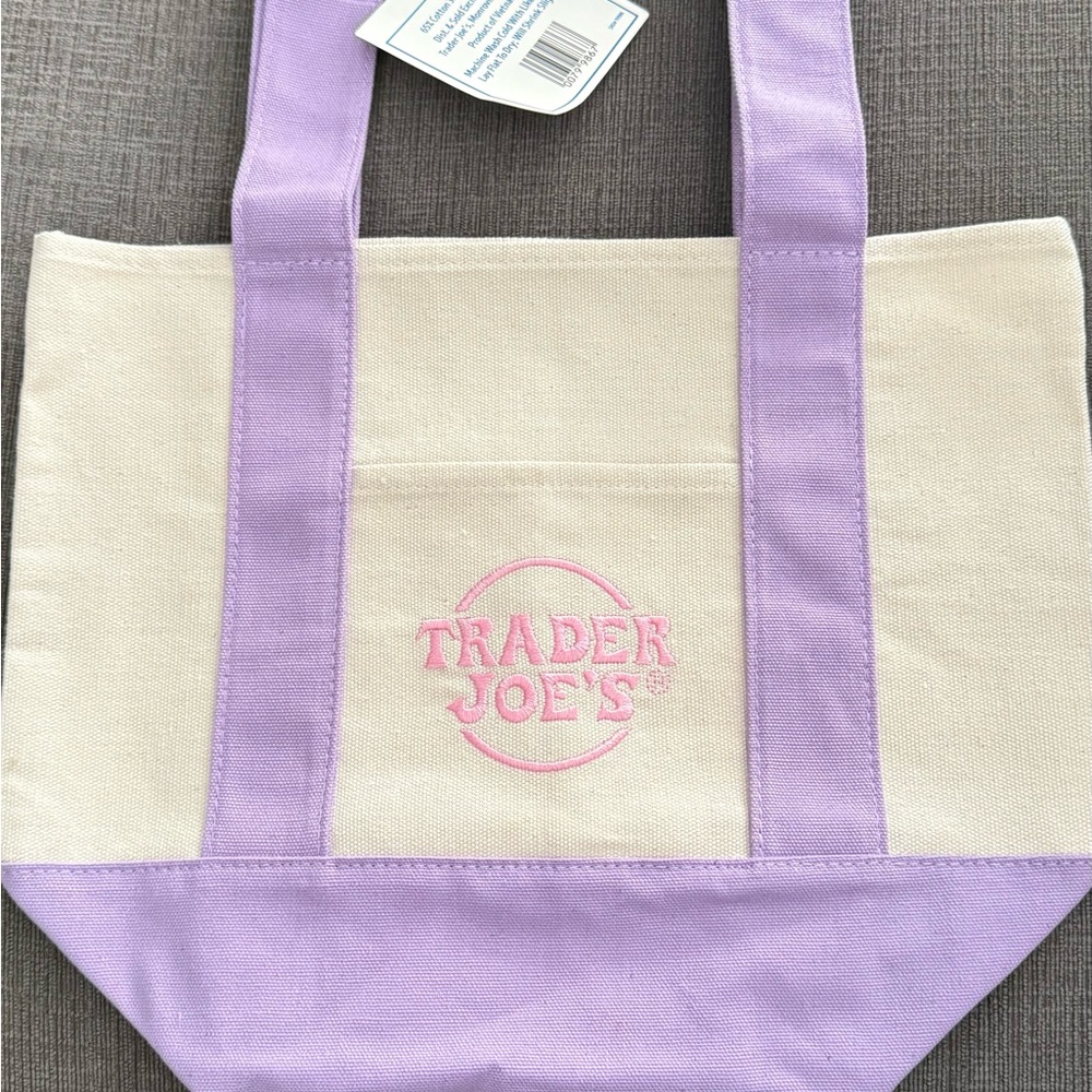Trader Joe's Cream and Lilac Canvas Tote